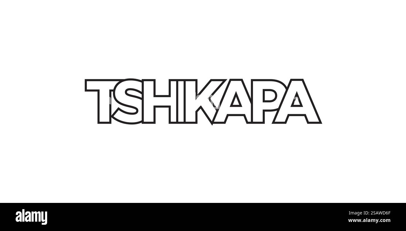 Tshikapa im Kongo Emblem für Print und Web. Design mit geometrischem Stil, Vektorillustration mit auffälliger Typografie in moderner Schrift. Schriftzug mit grafischem Schriftzug auf weißem Hintergrund. Stock Vektor