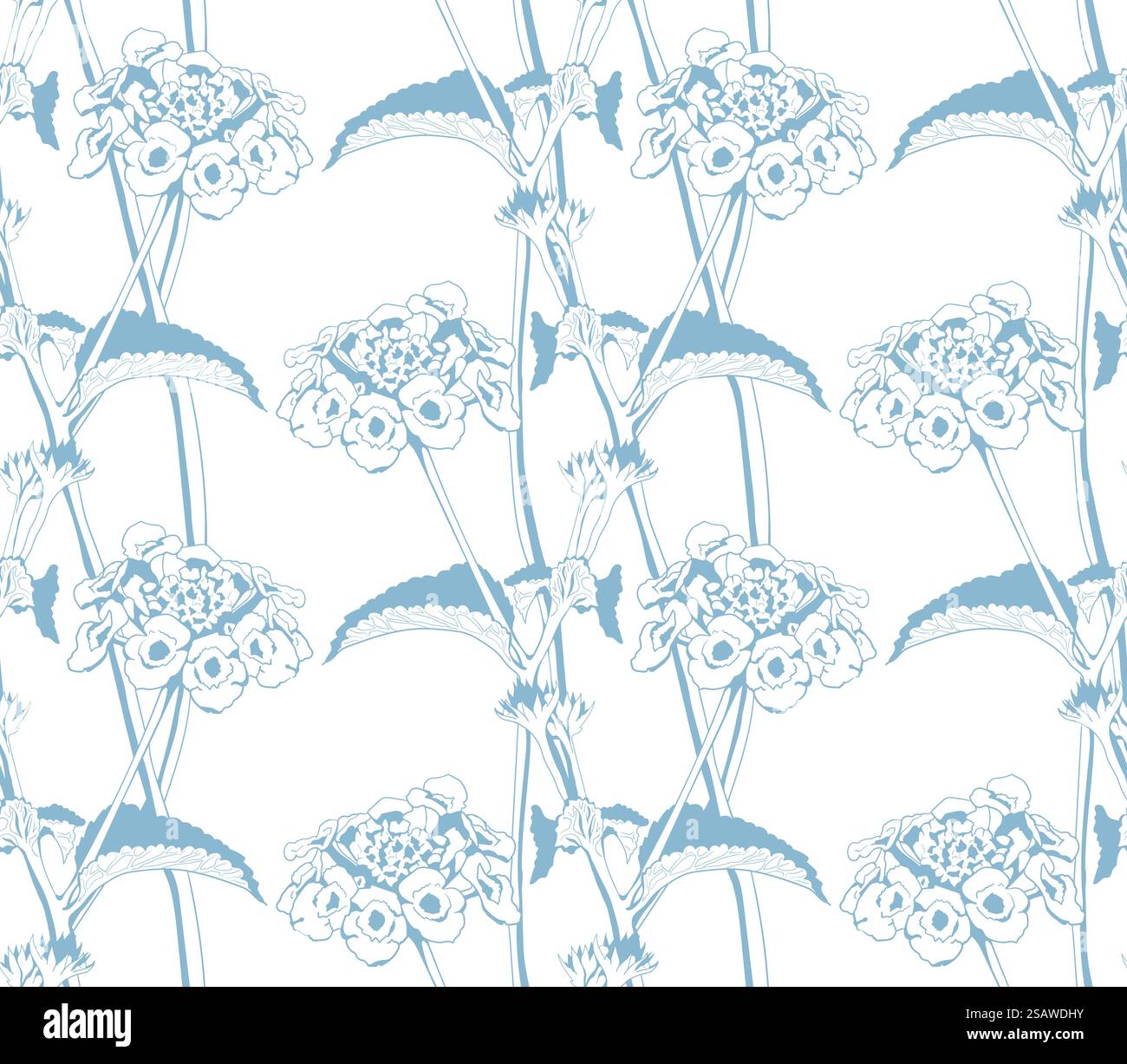 Blattmuster der Blattpflanze für die Textilgestaltung. Blumenkunst für Tapeten oder Stoffmode. Stock Vektor