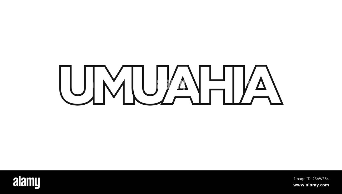 Umuahia im nigerianischen Emblem für Print und Web. Design mit geometrischem Stil, Vektorillustration mit auffälliger Typografie in moderner Schrift. Schriftzug mit grafischem Schriftzug auf weißem Hintergrund. Stock Vektor