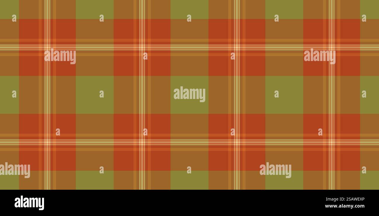 Nahtloses Muster in der Gruppe, Karneval Textur Hintergrund Plaid. Auswahl Vektor Stoff Tartan Textil in orange und gelb Farbe. Stock Vektor