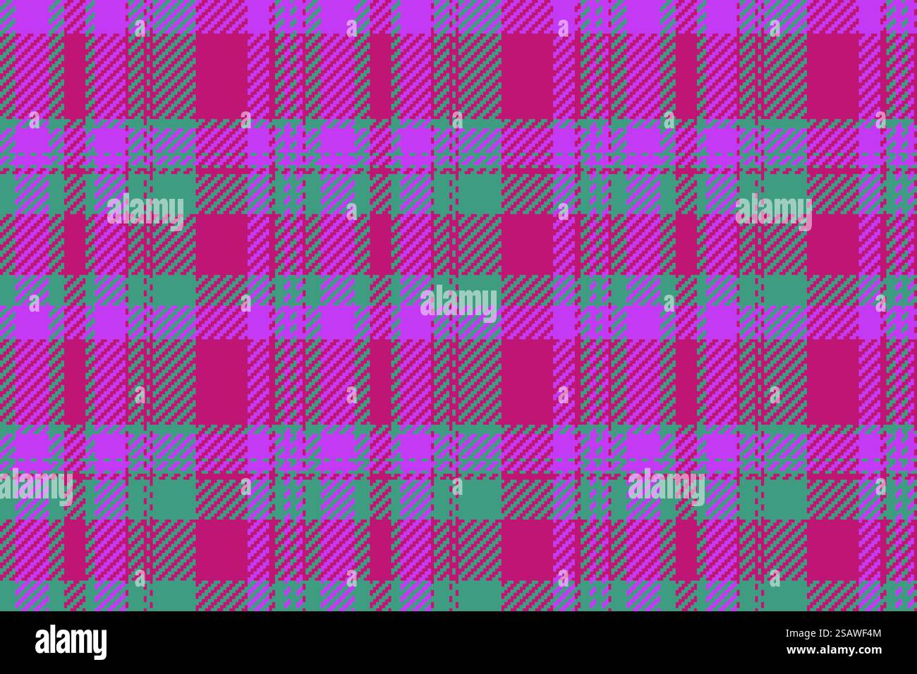 Scrapbook Textur Hintergrund Stoff, Postkarte Tartan Muster Vektor. Nahtloses Karo aus Textil mit Doodle in Pink und Petrol. Stock Vektor
