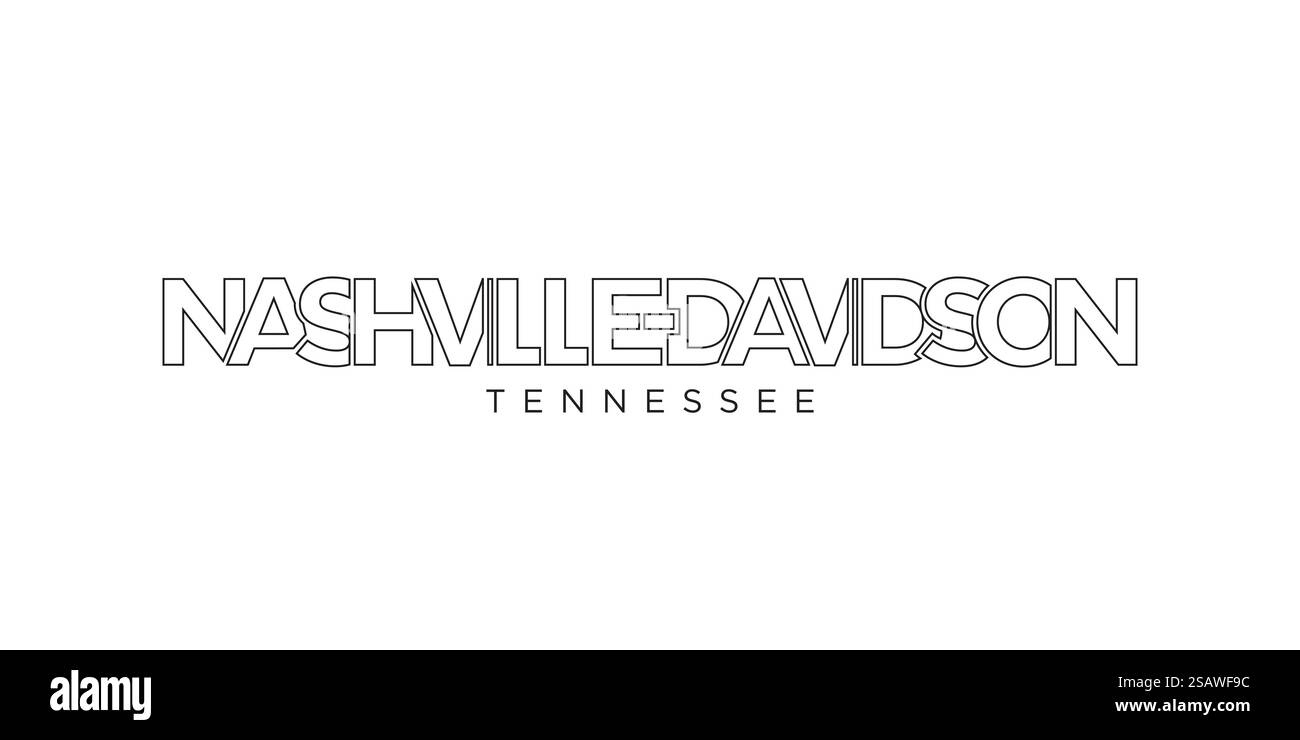 Nashville, Tennessee, USA Typografie-Schriftzug. Amerika-Logo mit grafischem Stadtschriftzug für Print- und Webprodukte. Nashville, Tennessee, USA Typografie-Schriftzug. Amerika-Logo mit grafischem Stadtschriftzug für Print und Web. Stock Vektor