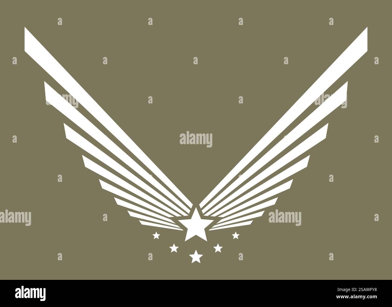 Army-Logo, Militärsymbol oder -Emblem. Adlerflügel mit Stern auf Vektorlabel. Stock Vektor