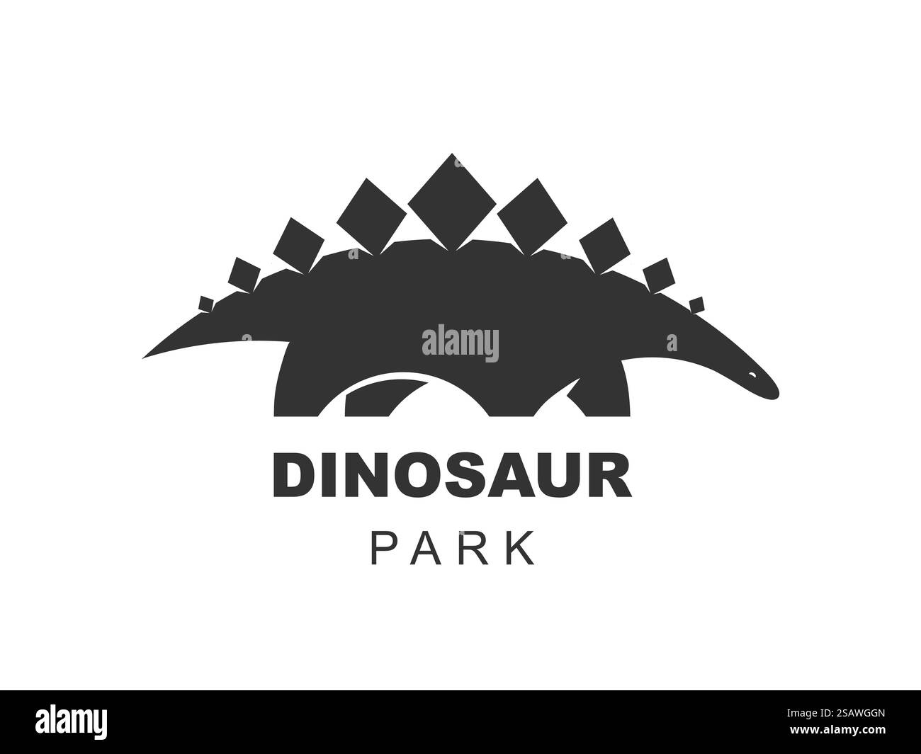 Stegosaurus Dinosaurier Vektor-Logo-Element. Jurassic Park World. Dinosaurier-Silhouette isoliert auf weißem Hintergrund. Dino icon Website-Vorlage. Stock Vektor