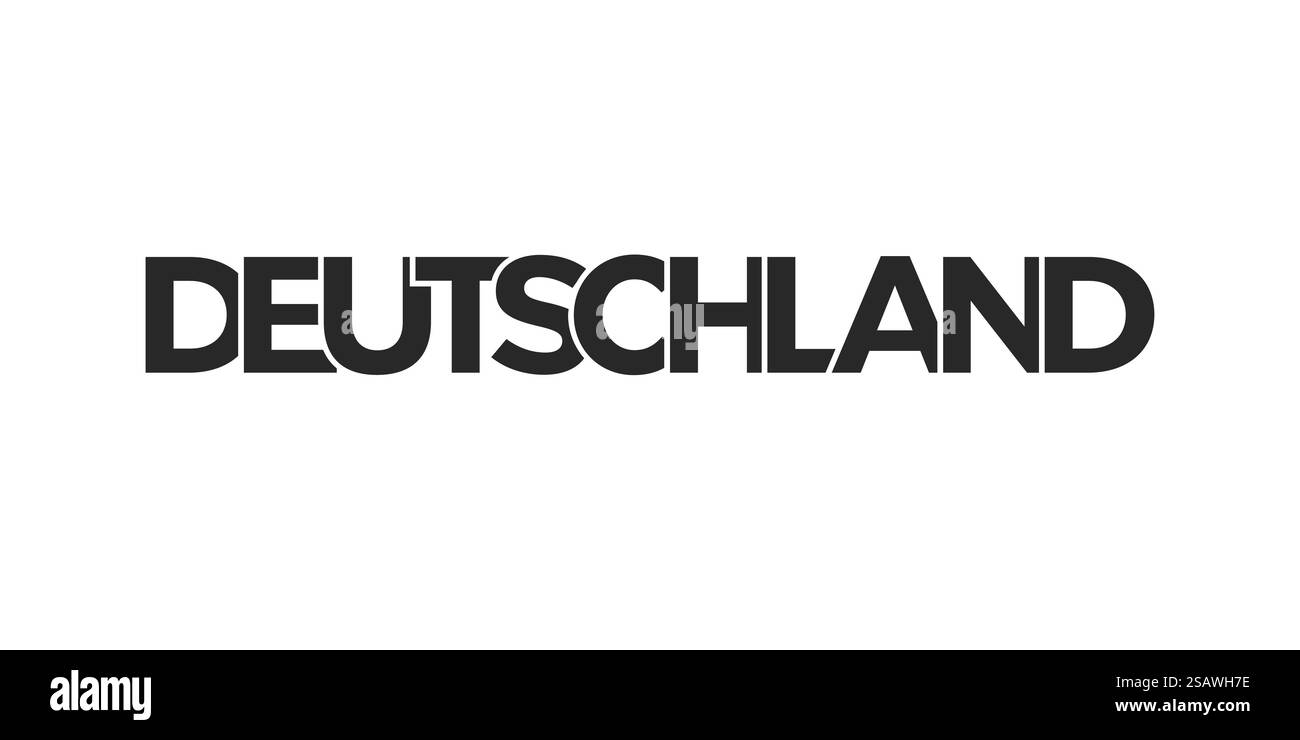 Deutschland, modernes und kreatives Vektor-Illustrationsdesign mit der Stadt Deutschland für Reisebanner, Poster, Web und Postkarten. Deutschland, modernes und kreatives Vektor-Illustrationsdesign mit der Stadt Deutschland als grafischem Symbol und Textelement, vor weißem Hintergrund, ist perfekt für Reisebanner, Poster und Postkarten. Stock Vektor