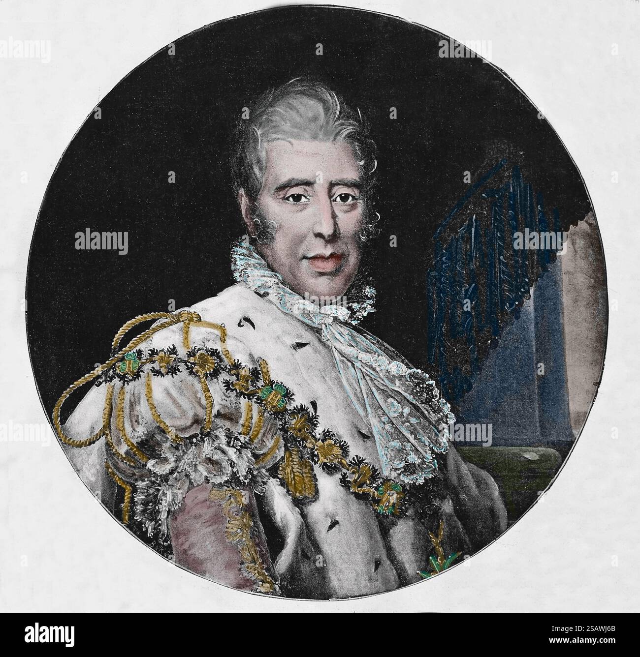 Karl X. von Frankreich (1757-1836). König von Frankreich und Navarra, 1824-1830. Kupferstich aus einem Gemälde von Gérard. 19. Jahrhundert. Stockfoto