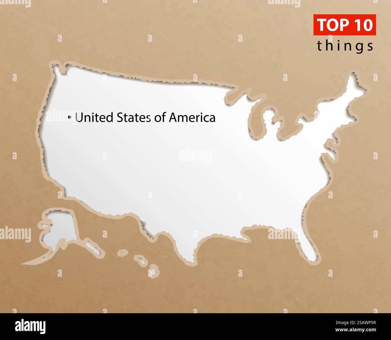 USA-Karte auf Papierstruktur. Vorlage für Infografiken. Kreatives Reise- und Geschäftskonzept. Vektorabbildung... USA-Karte auf Papierstruktur. Vorlage für Infografiken. Kreatives Reise- und Geschäftskonzept. Stock Vektor