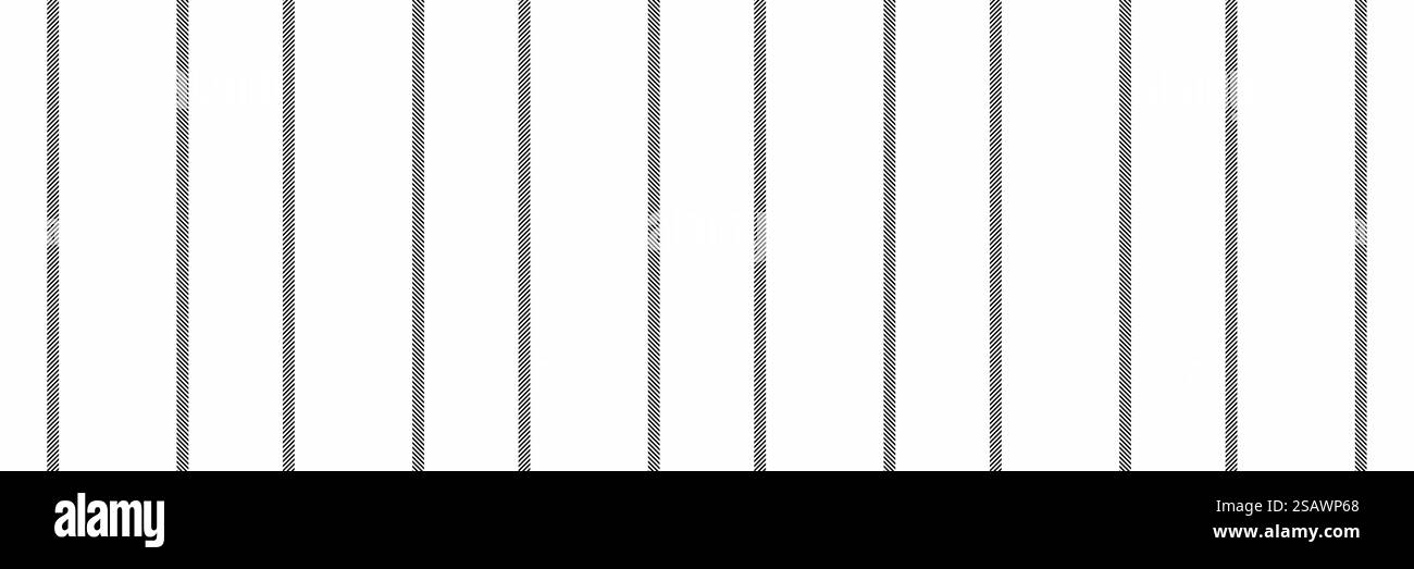 Streifen nahtloser Strukturstreifen, traditionelle vertikale Linien im Hintergrund. Haushaltsmuster Textilvektorgewebe in weißer und schwarzer Farbe. Stock Vektor