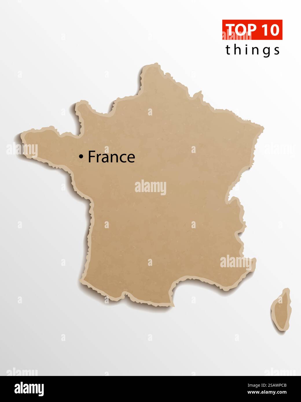 Kartenvektor Frankreich. Französische Karten machen Papierstruktur. Leere Vorlageninformationen kreatives Designelement. Stock Vektor