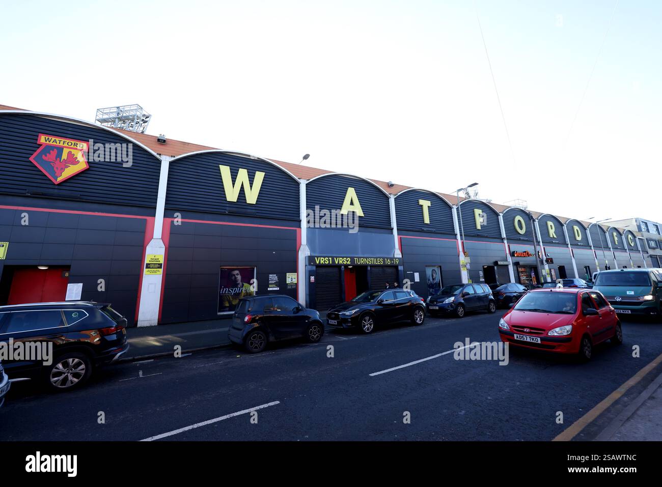 Allgemeine Ansichten des Watford Football Club, Watford, Hertfordshire, Großbritannien. Stockfoto