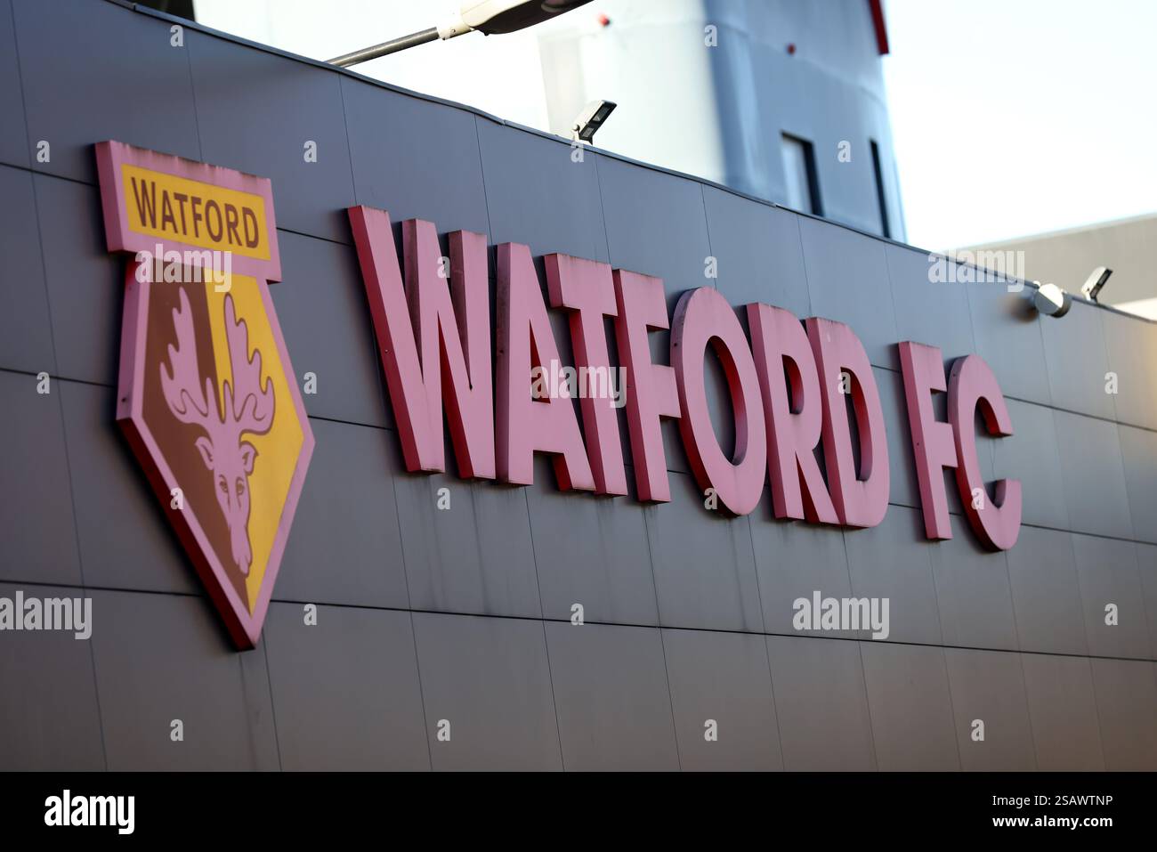 Allgemeine Ansichten des Watford Football Club, Watford, Hertfordshire, Großbritannien. Stockfoto