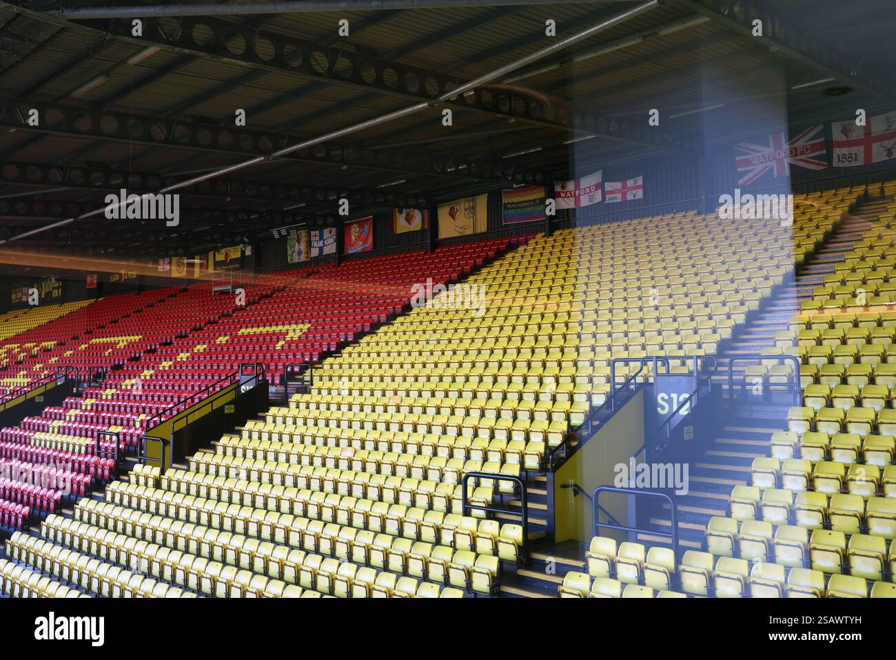 Allgemeine Ansichten des Watford Football Club, Watford, Hertfordshire, Großbritannien. Stockfoto