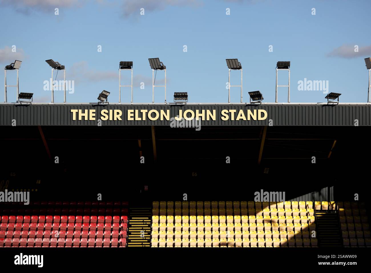 Allgemeine Ansichten des Watford Football Club, Watford, Hertfordshire, Großbritannien. Stockfoto