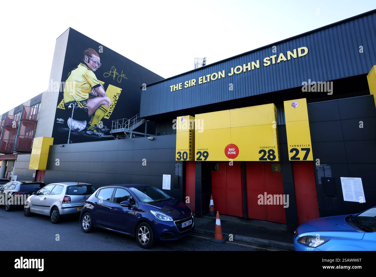 Allgemeine Ansichten des Watford Football Club, Watford, Hertfordshire, Großbritannien. Stockfoto