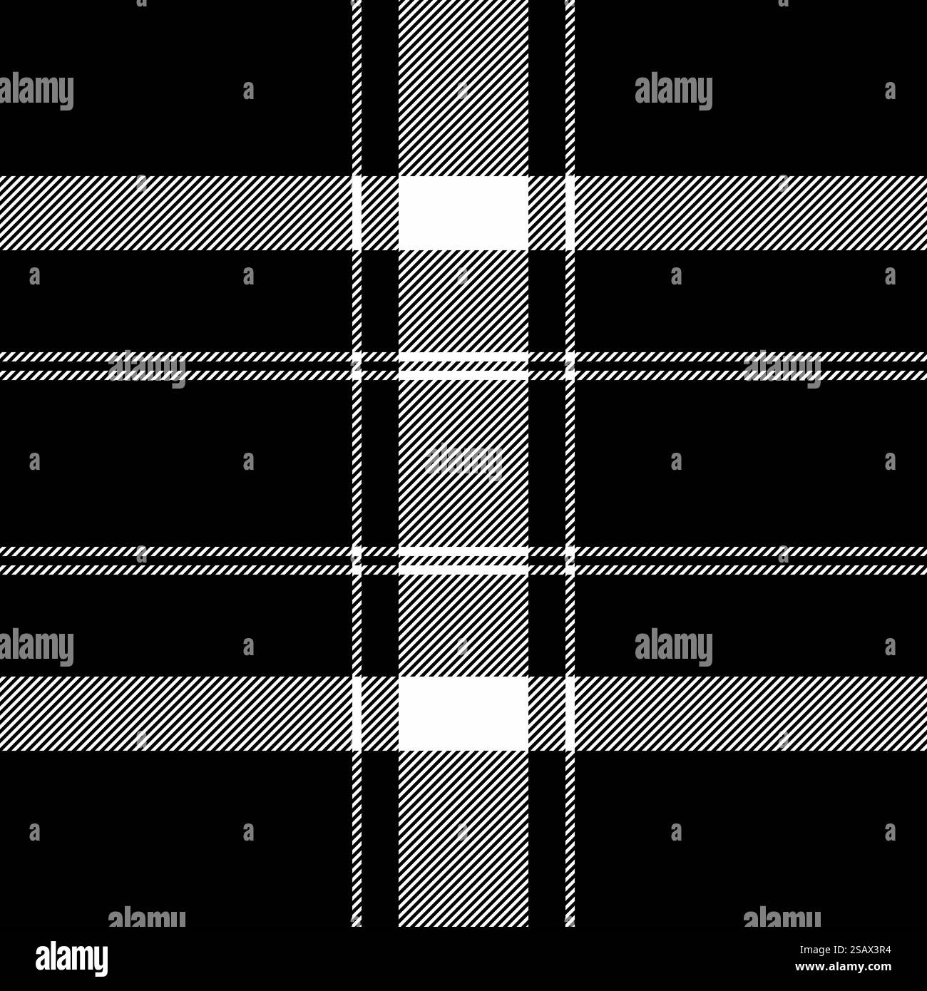 Nahtloser Texturhintergrund mit Reinheit, robustes Karomuster. Strukturtartan-Textilvektorplaid in Schwarz-weiß-Farben. Nahtloser Texturhintergrund aus kariertem Stoff mit einem Tartan-Textil-Vektor-Plaid. Stock Vektor