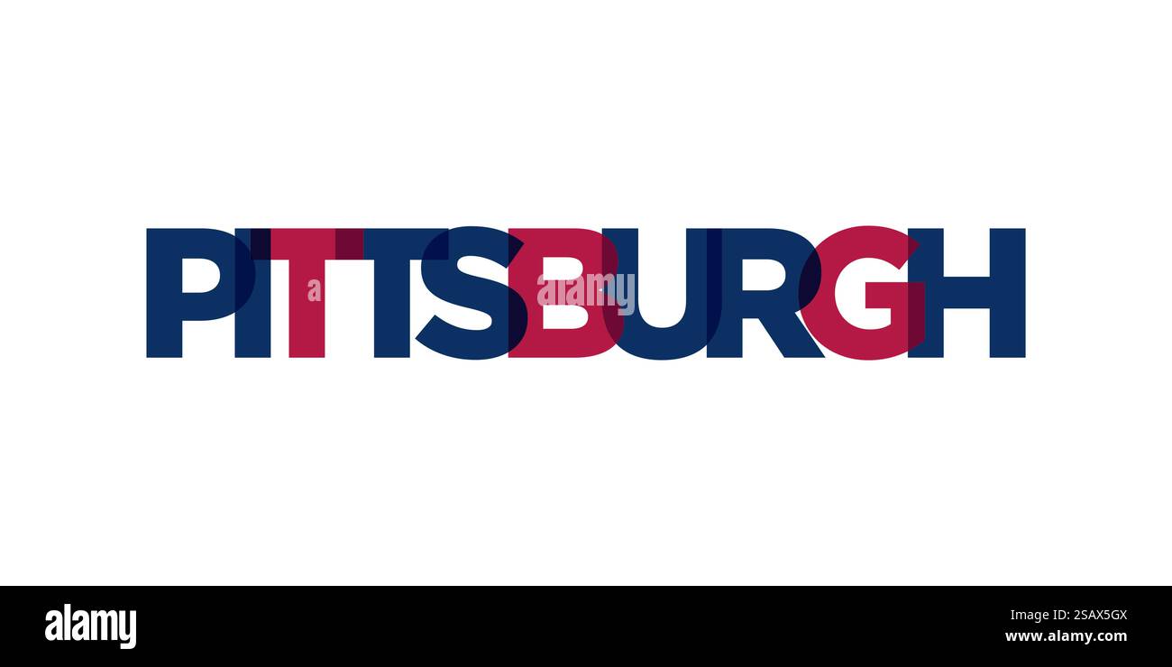 Pittsburgh, Pennsylvania, USA Typografie-Schriftzug. Amerika-Logo mit grafischem Stadtschriftzug für Print- und Webprodukte. Pittsburgh, Pennsylvania, USA Typografie-Schriftzug. Amerika-Logo mit grafischem Stadtschriftzug für Print und Web. Stock Vektor