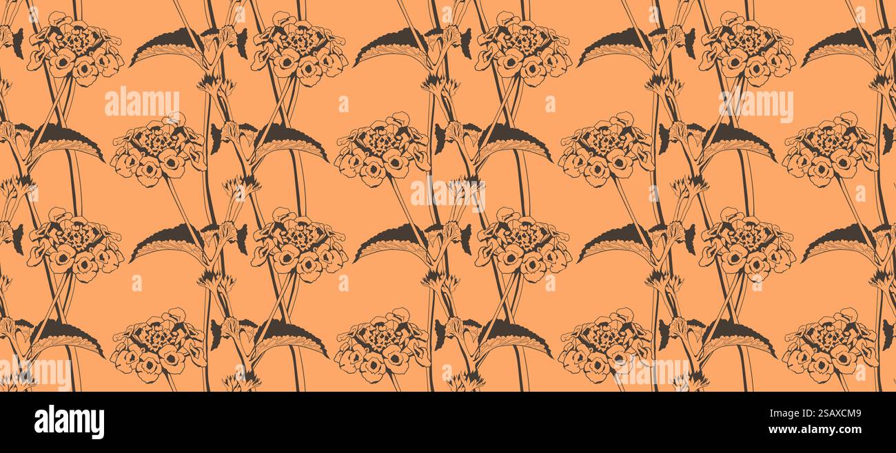 Handgezeichnetes Vektordesign mit Blumenmuster. Blumen zeichnen einfaches Ornament. Handgezeichnetes Vektordesign mit Blumenmuster. Blumenzeichnung einfaches Ornament. Stock Vektor