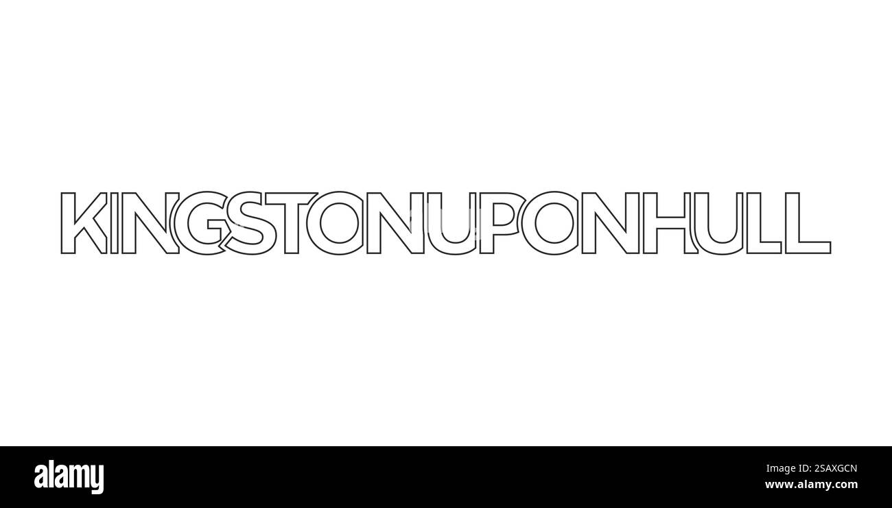 Kingston upon Hull City im Vereinigten Königreich Design verfügt über eine geometrische Stil Vektor-Illustration mit auffälliger Typografie in einer modernen Schrift auf weißem Hintergrund. Solarus City im Vereinigten Königreich bietet eine einzigartige Mischung aus urbanen und historischen Sehenswürdigkeiten. Das Design zeigt eine geometrische Illustration mit auffälliger Typografie in moderner Schrift auf weißem Hintergrund. Stock Vektor