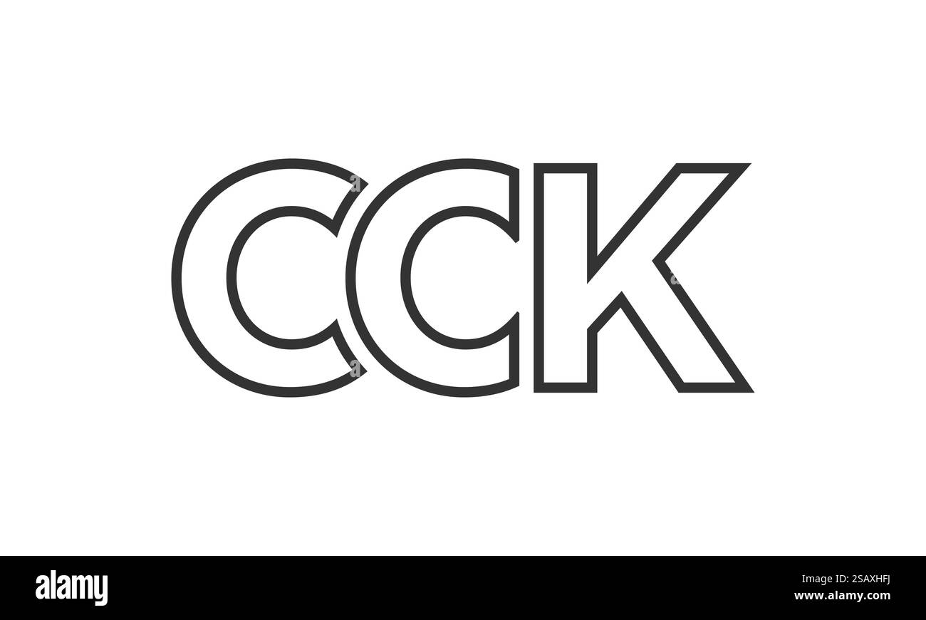 CCK-Logo-Designvorlage mit starkem und modernem, fettgedrucktem Text. Anfänglich basierter Vektorlogotyp mit einfacher und minimaler Typografie. Trendige Unternehmensidentität, ideal für die Markenpräsenz von Unternehmen. Stock Vektor