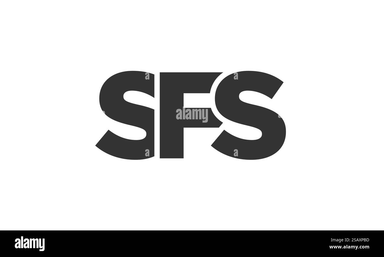 SFS-Logo-Designvorlage mit starkem und modernem Text. Anfänglich basierter Vektorlogotyp mit einfacher und minimaler Typografie. Trendige Unternehmensidentität, ideal für die Markenpräsenz von Unternehmen. Stock Vektor
