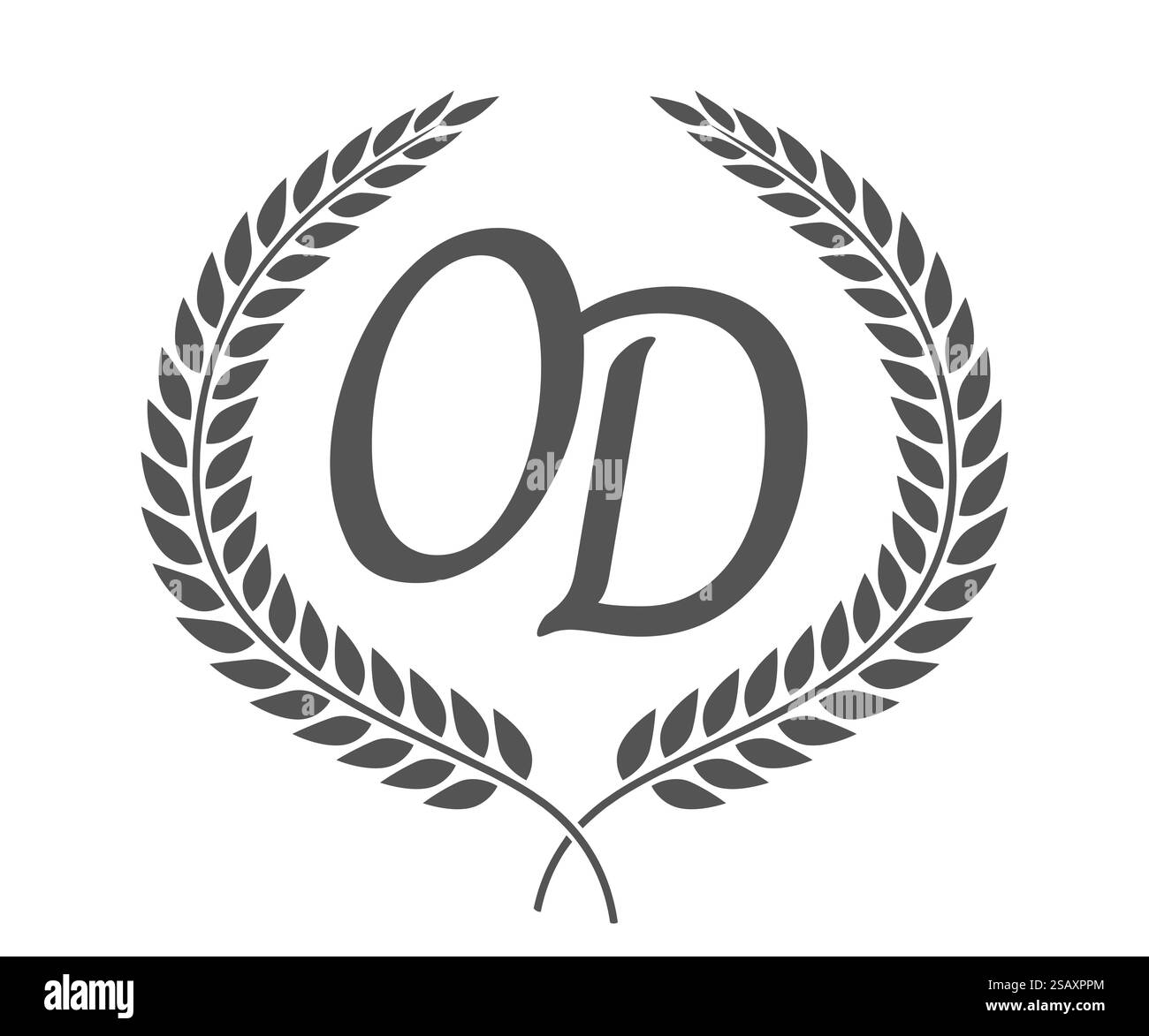 Anfangsbuchstaben O und D, OD-Monogramm-Logo mit Lorbeerkranz. Luxuriöses Emblem mit Kalligraphie-Schriftart. Anfangsbuchstaben O und D, OD-Monogramm-Logo mit Lorbeerkranz. Luxuriöse Kalligraphie-Schriftart. Stock Vektor