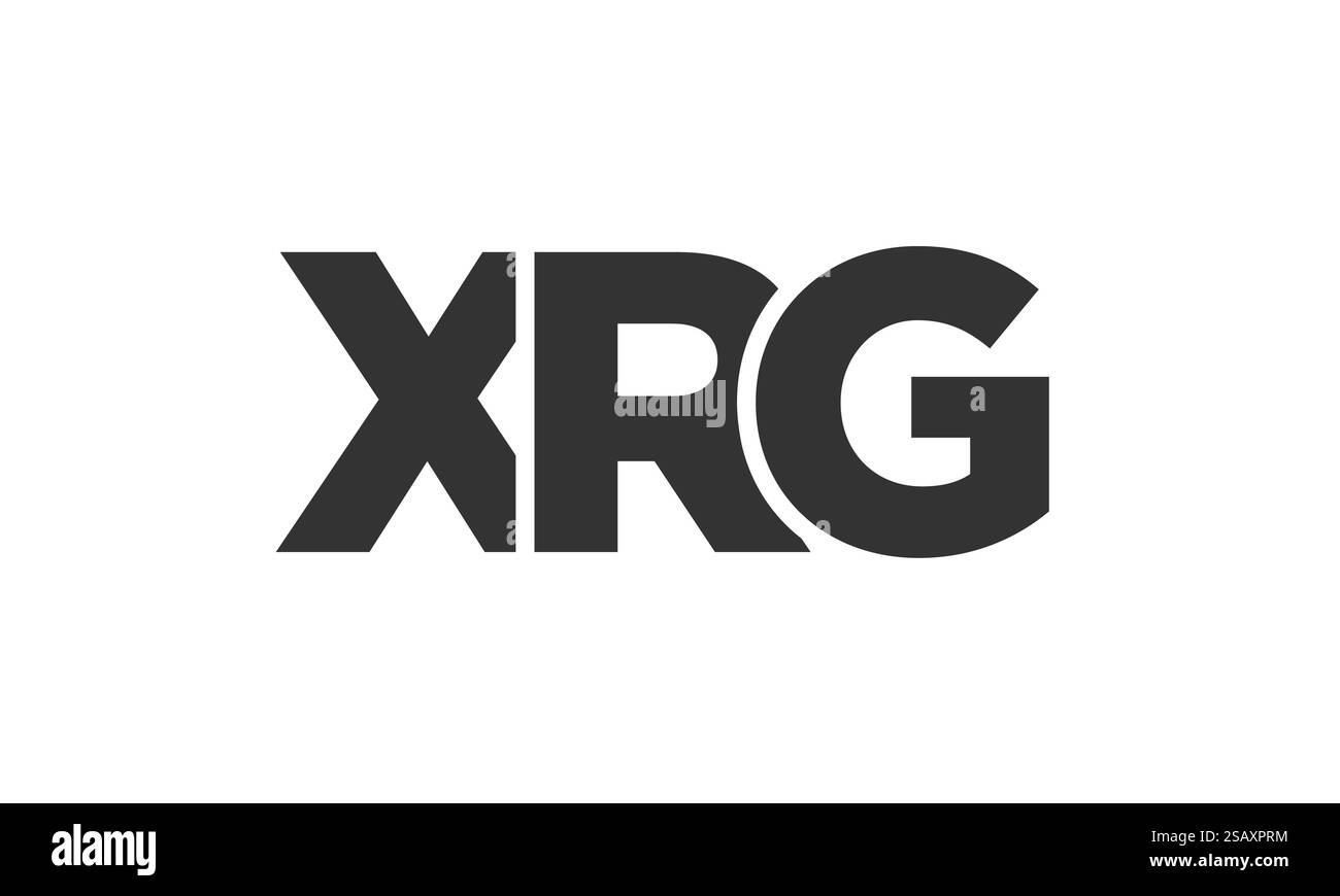 XRG-Logo-Designvorlage mit starkem und modernem Text. Anfänglich basierter Vektorlogotyp mit einfacher und minimaler Typografie. Trendige Unternehmensidentität, ideal für die Markenpräsenz von Unternehmen. Stock Vektor