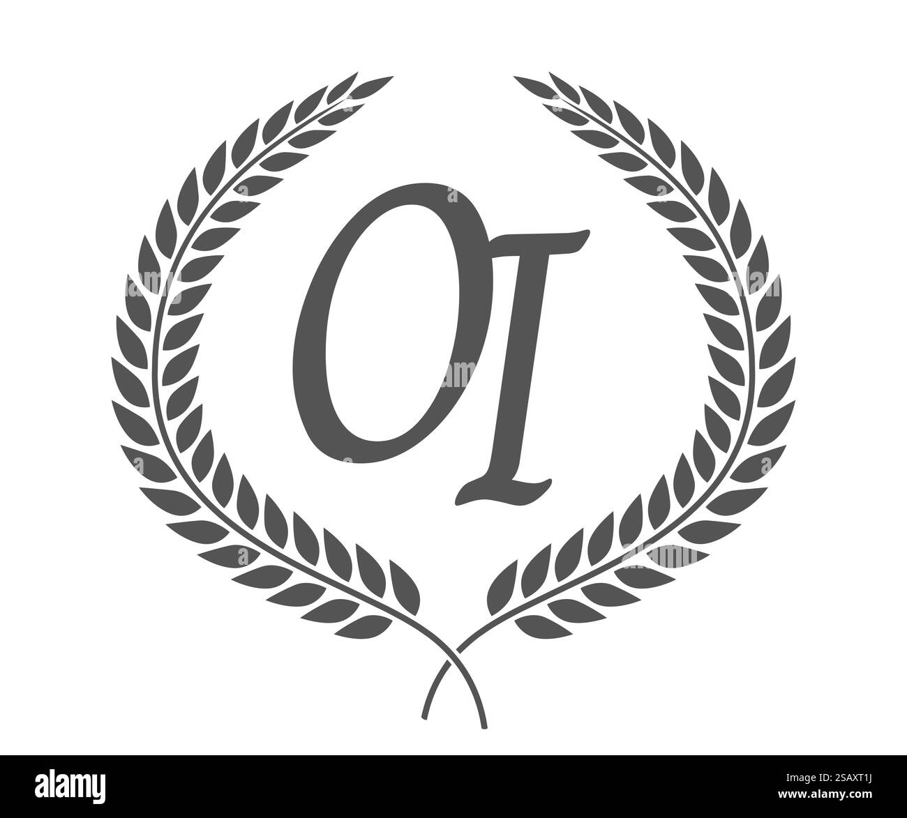 Anfangsbuchstaben O und I, OI-Monogramm-Logo mit Lorbeerkranz. Luxuriöses Emblem mit Kalligraphie-Schriftart. Anfangsbuchstaben O und I, OI-Monogramm-Logo mit Lorbeerkranz. Luxuriöse Kalligraphie-Schriftart. Stock Vektor