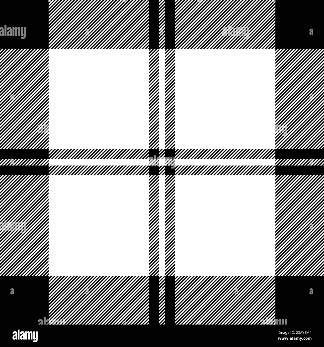 Kariertes Textil des Schottenmusters Vektor mit einem nahtlosen Stoff Hintergrund Check in Schwarz und weiß Farben. Stock Vektor