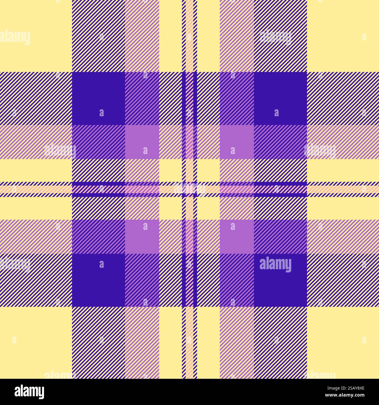 Karierter Stoffhintergrund des VektortextilCheck mit einem Textur-Tartanmuster nahtlos in Gelb- und Indigofarben. Kariertes Gewebe Hintergrund des Vektortextil Check mit einem Textur-Schottenmuster nahtlos. Stock Vektor