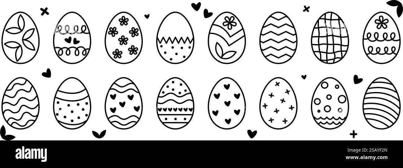 ostereier-Set im Doodle-Stil Stock Vektor