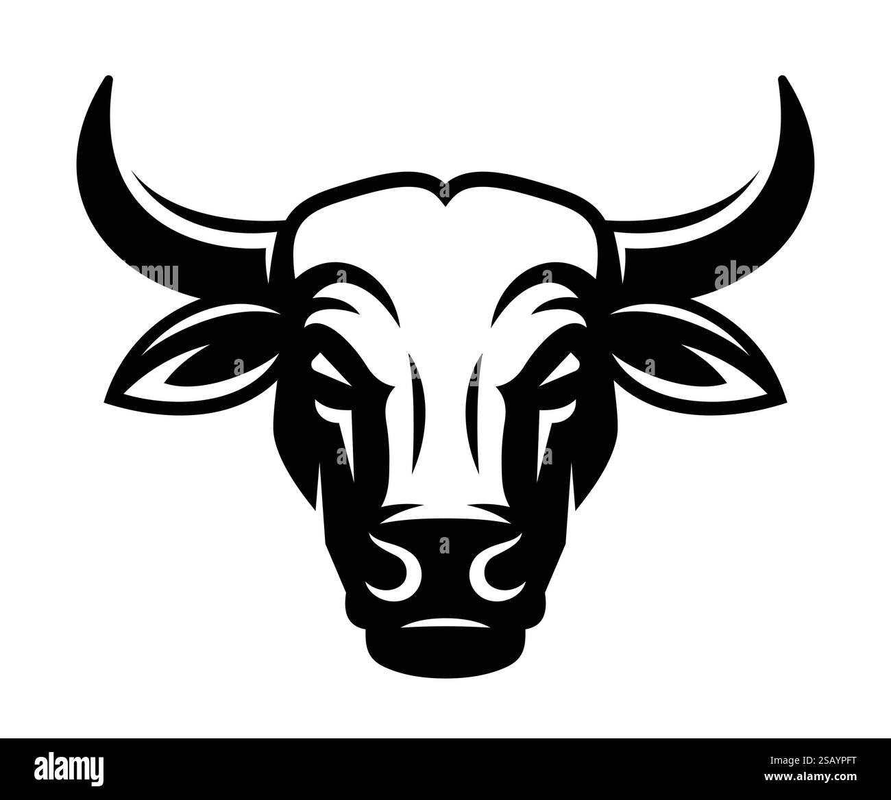Stier Büffelochs Kuhkopf Symbol. Handgezeichnet, nicht KI Stock Vektor