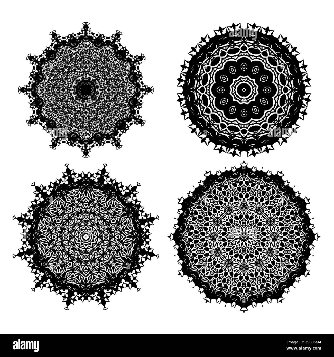 Vektor-Mandala-Design, entspannende und einfache Mandala-Kunst für Tattoo-Design isoliert auf weißem Hintergrund Stock Vektor