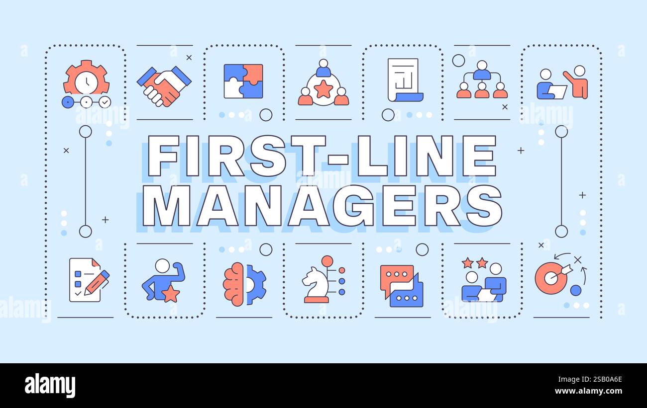 First-Line-Manager hellblaues Wort-Konzept Stock Vektor