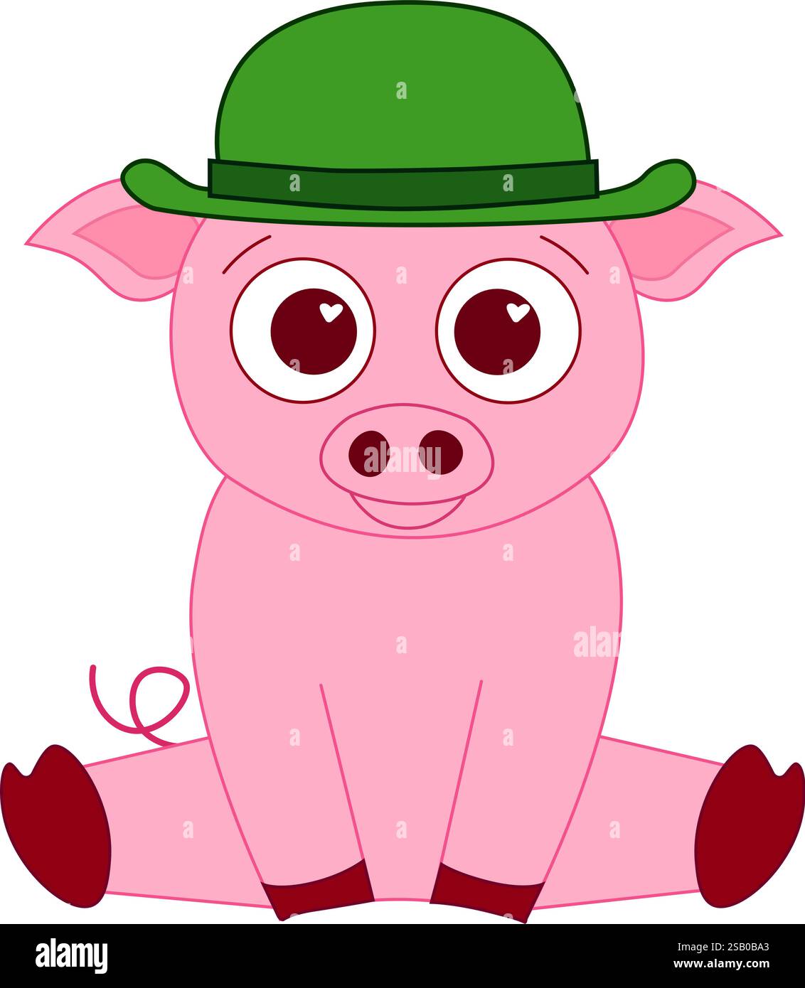 Pinkfarbenes, süßes Schwein im Hut. Avatar, Abzeichen, Poster, Logo-Vorlagen, Druck. Vektor-Illustration in flachem Cartoon-Stil Stock Vektor