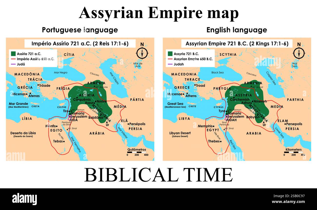 Assyrisches Reich 721 v. Chr. 2 Könige 17 1-6 Bibelgeschichte Stock Vektor