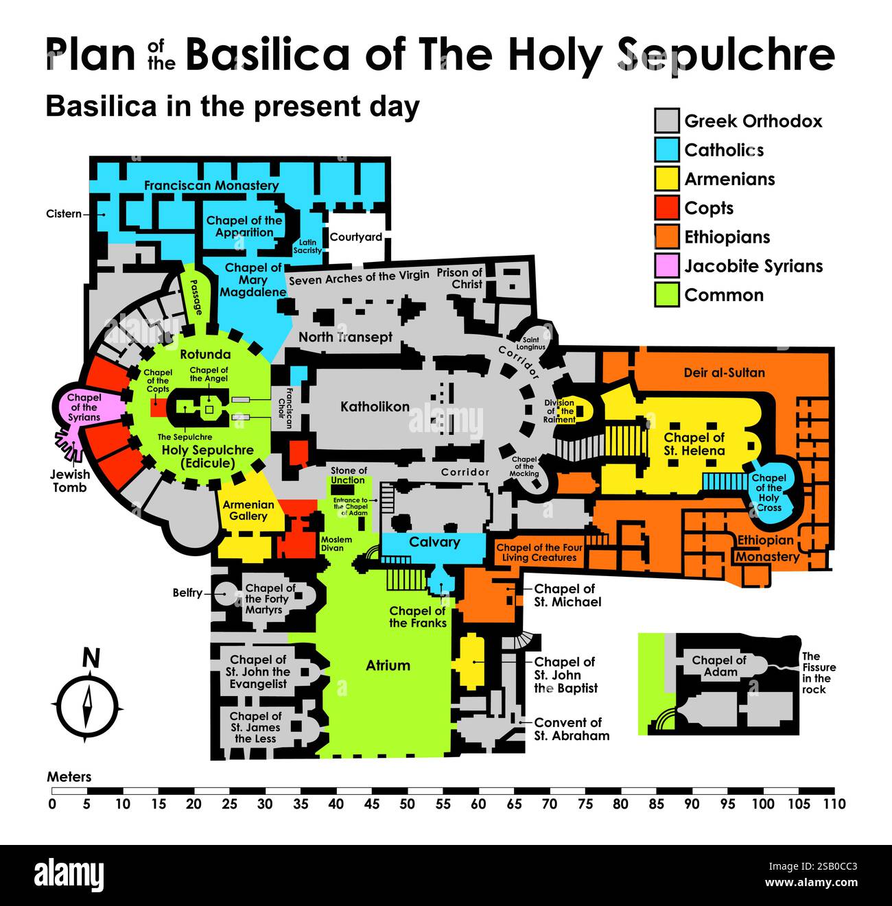 Plan der Basilika des Heiligen Grabes, Jerusalem Stock Vektor