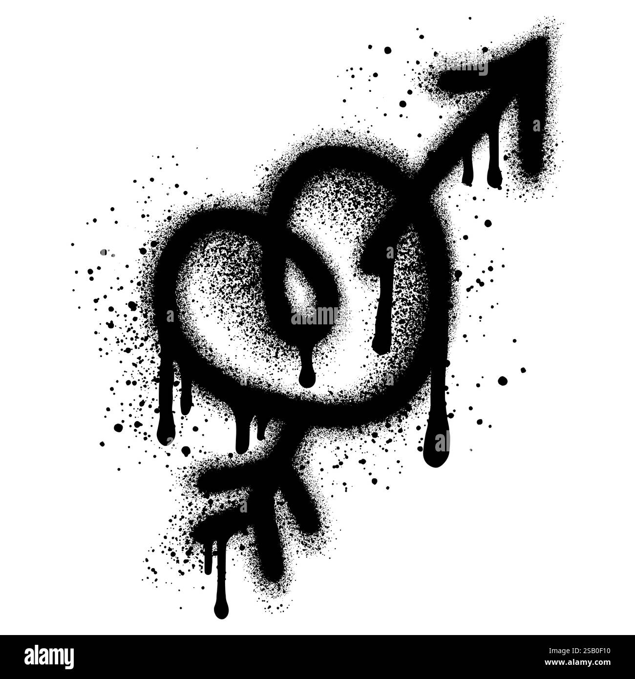 Graffiti-Stil Herz und Pfeil isoliert auf weißem Hintergrund. Stock Vektor