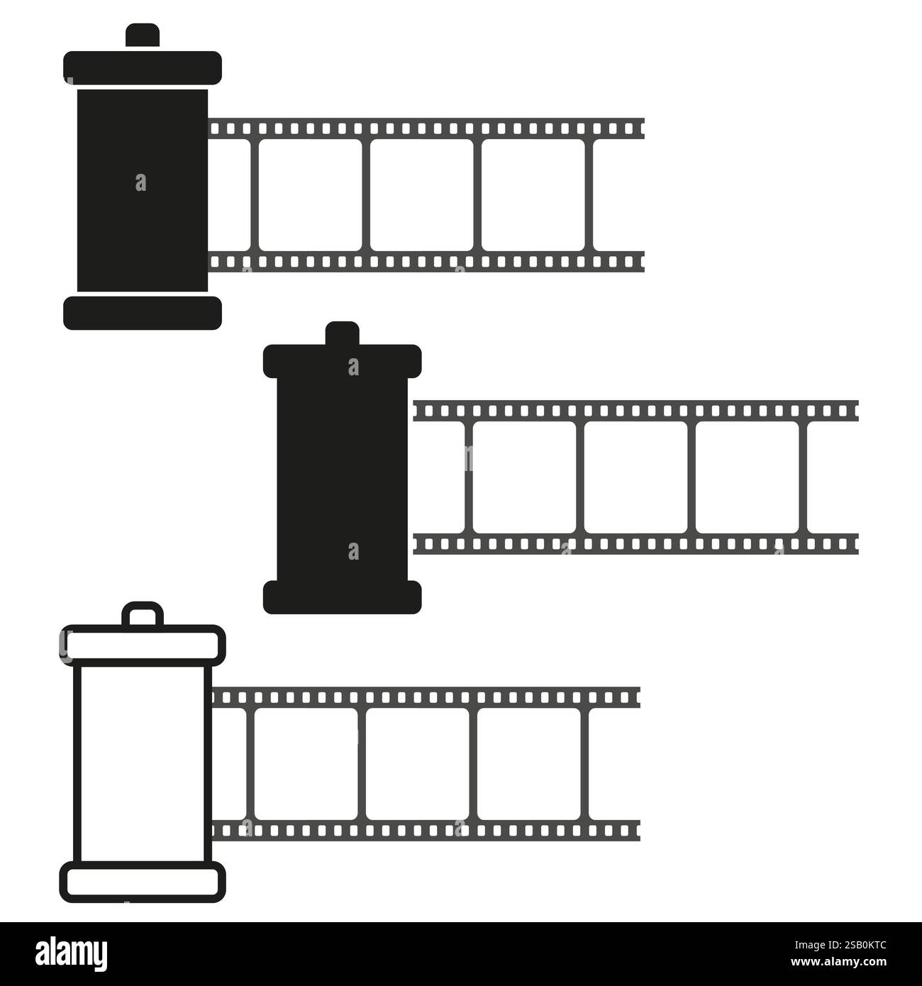 Filmrollensymbol. Vintage-Fotoform. Kameravektorsymbol. Schwarz-weiß. Stock Vektor