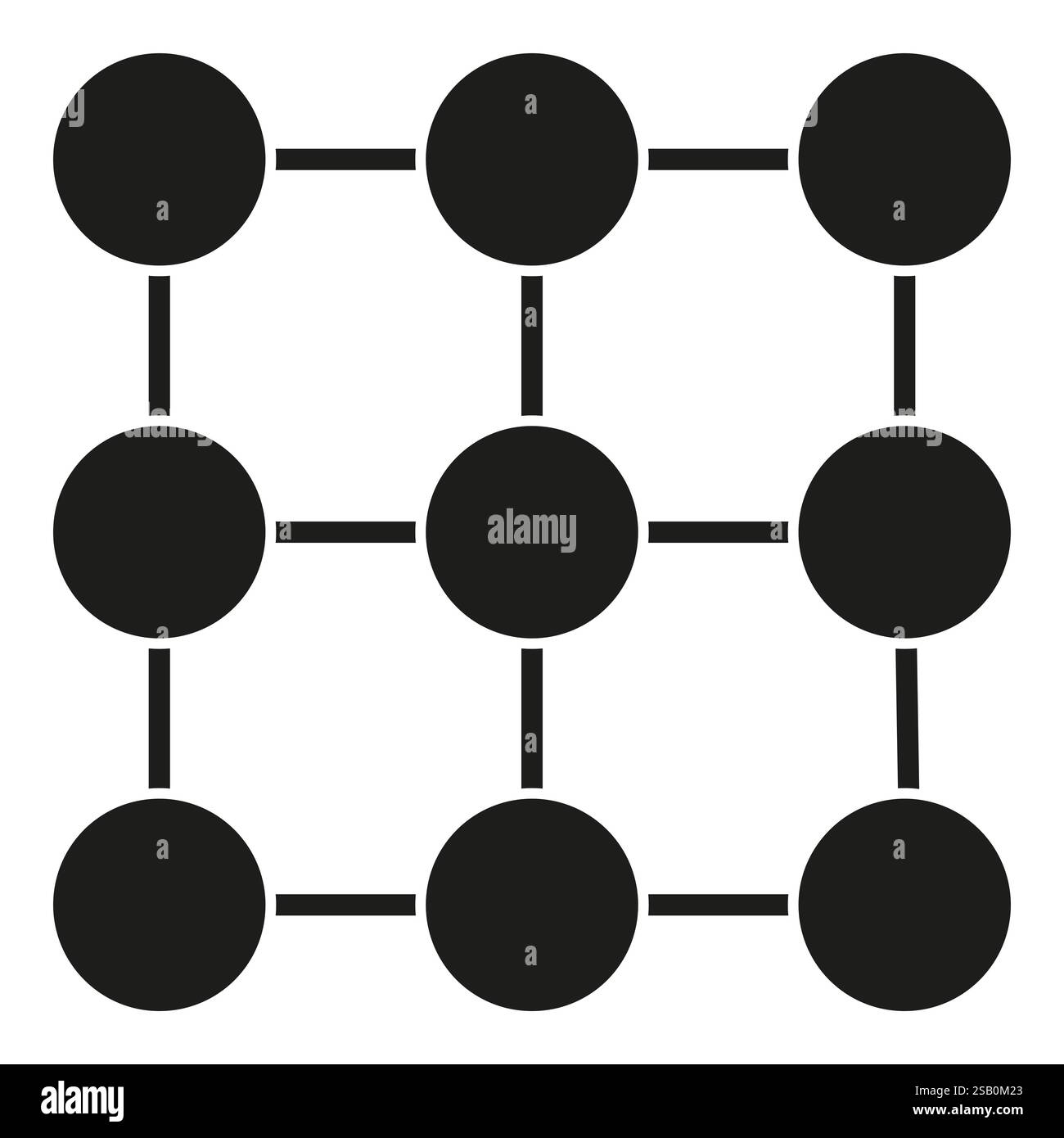 Symbol für kreisförmiges Gitter. Minimales geometrisches Layout. Symmetrische Punktstruktur. Schwarzes Vektordesign. Stock Vektor