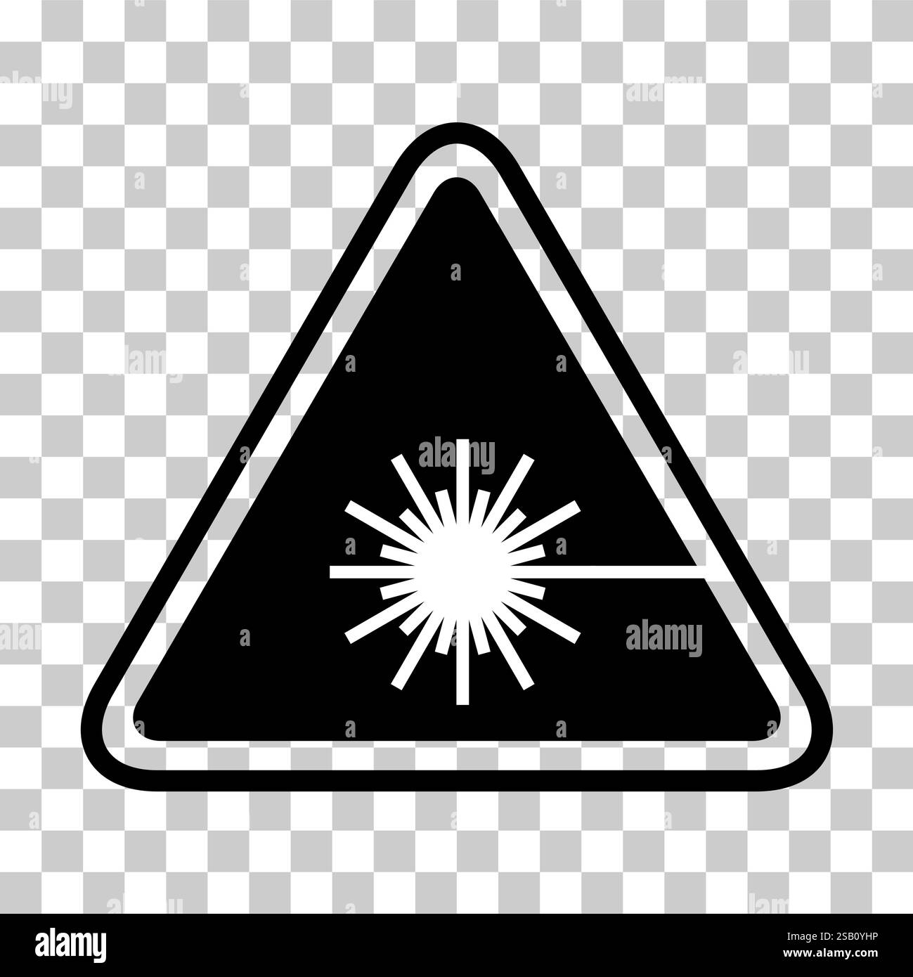 Symbol für die Gefahr einer Laserstrahlung, Symbol für Sicherheitsinformationen Vektordarstellung. Stock Vektor