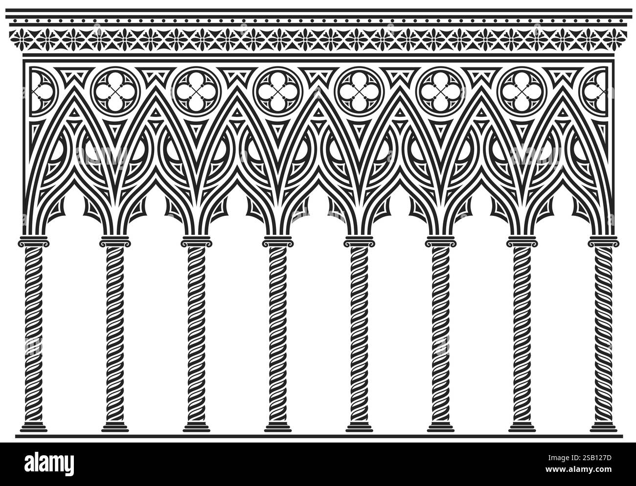 Gothic Bogenwand Hintergrundtapete Stock Vektor