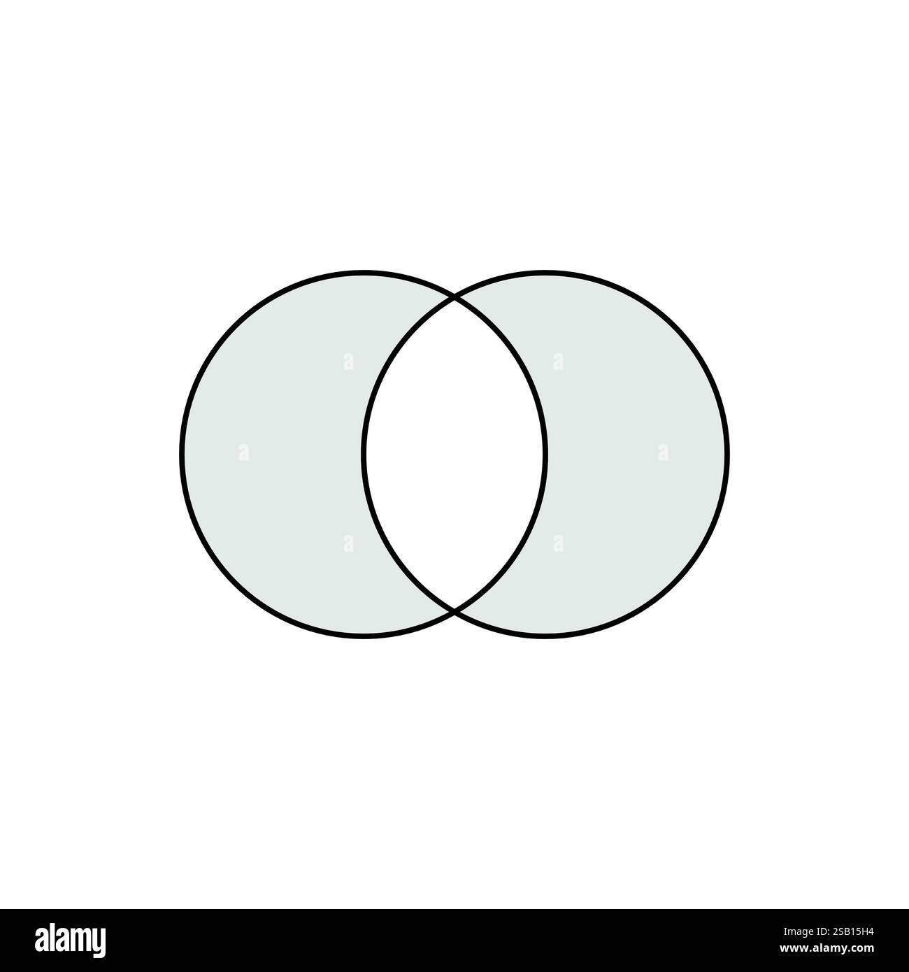 Schwarz umrissenes Vesica Piscis-Symbol mit zwei sich überschneidenden Kreisen Stock Vektor