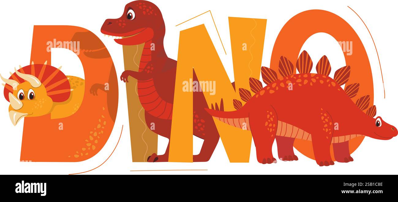 Niedliches Dinosaurier-T-Shirt. Isoliertes Vektor-Illustrationsdesign für Modestoffe, Textilgrafiken, Drucke Stock Vektor