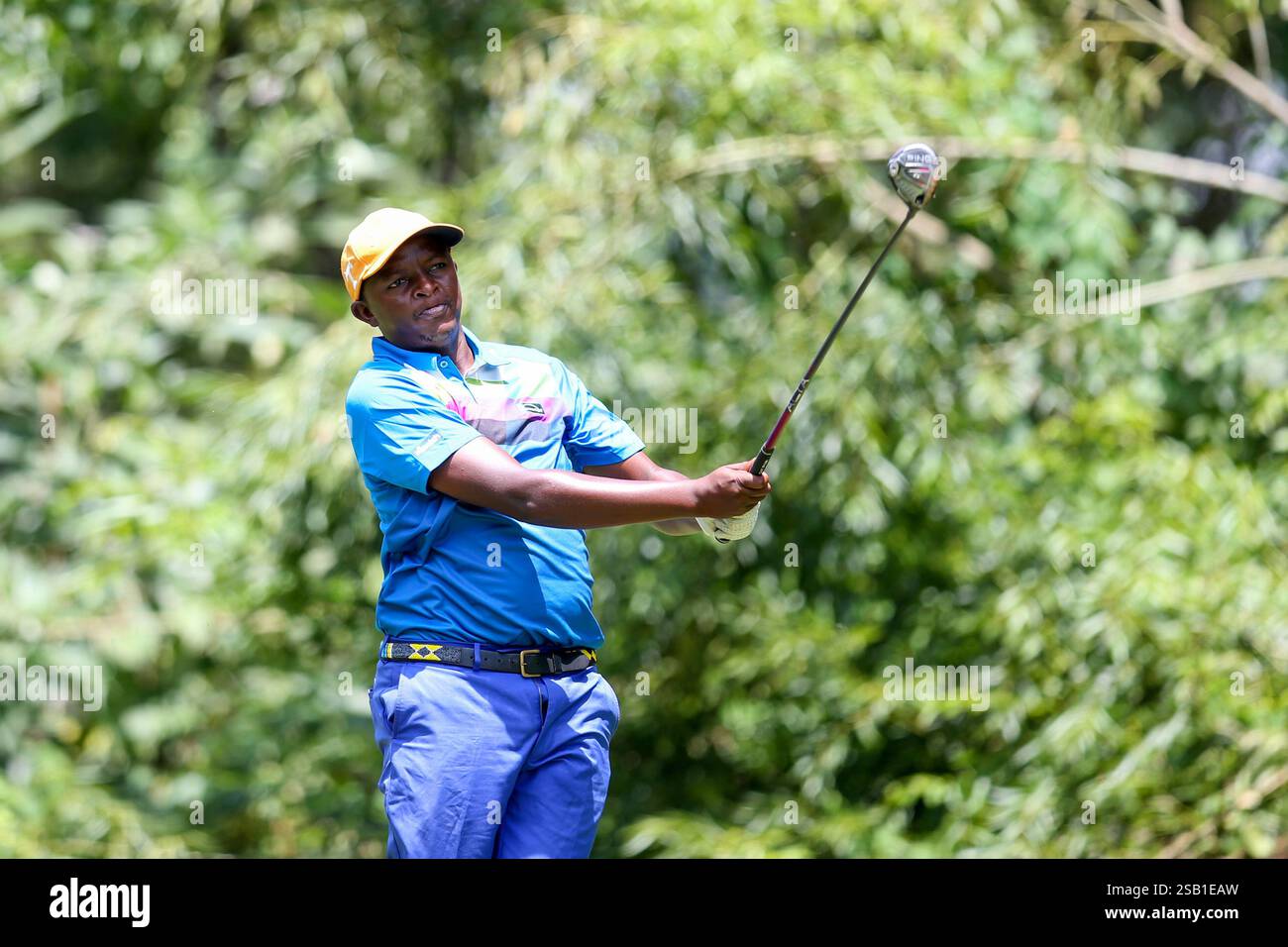 NAIROBI, KENIA, Chip, 18. Loch Bunker, Loch, Bunker, 9uBet Magical Kenya Open, kenya Open, Qualifikation, Sigona Golf Club, Chris Omollo, Shengolpixs Stockfoto