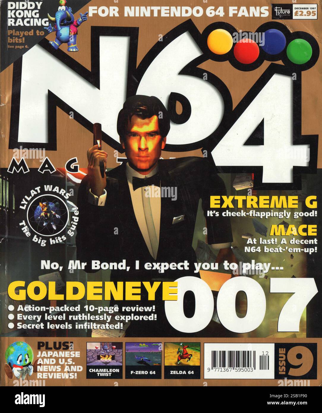 1997 Dezember N64 Magazin Cover mit James Bond Goldeneye 007 Stockfoto