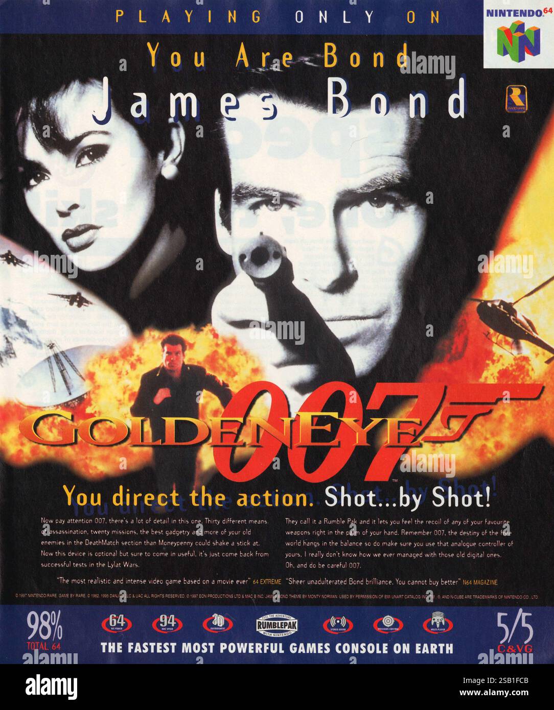 1997 UK GoldenEye 007 Ego-Shooter Videospiel-Werbespot - entwickelt von Rare und veröffentlicht von Nintendo für den Nintendo 64 Stockfoto