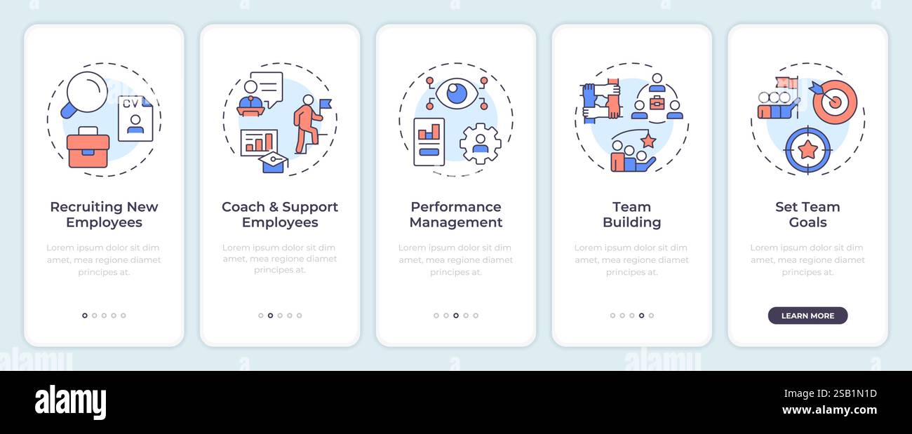 Bildschirm „Verantwortungsbereiche des direkten Vorgesetzten“ für die mobile App Stock Vektor