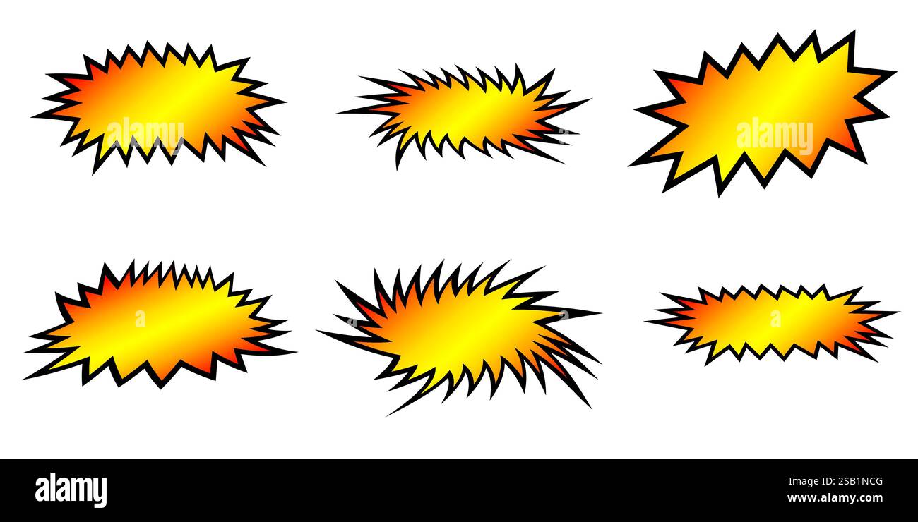 Satz abstrakter Sternenblase in Gelb, Orange und Schwarz - Vektor-Illustration Stock Vektor
