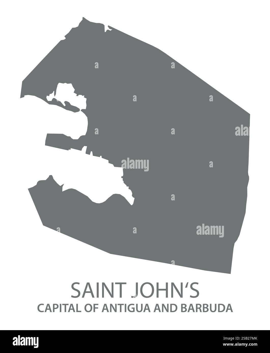 Saint John's Hauptstadt Stadtplan von Antigua und Barbuda graue Illustrationssilhouette Stock Vektor