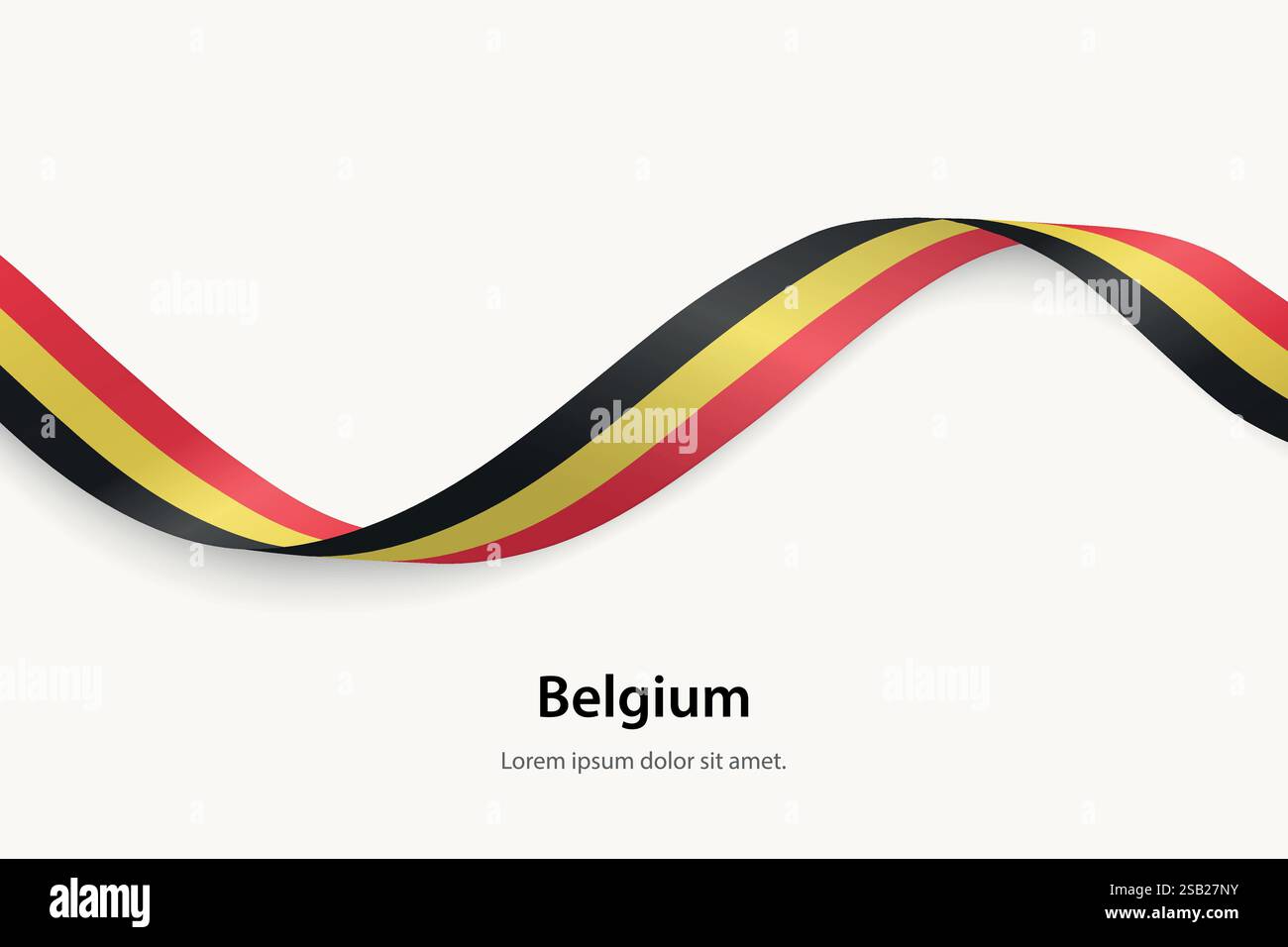 Belgische Flagge auf schwebendem Band. Vorlage für Unabhängigkeitstag Stock Vektor